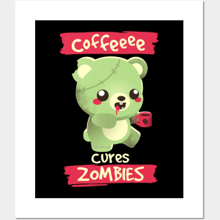 Coffee zombie bear Posters and Art